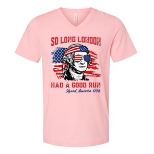 So Long London George Washington Patriotic V-Neck T-Shirt