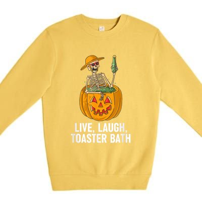 Skeleton Live Laugh Toaster Bath Funny Halloween Premium Crewneck Sweatshirt