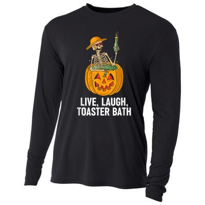 Skeleton Live Laugh Toaster Bath Funny Halloween Cooling Performance Long Sleeve Crew