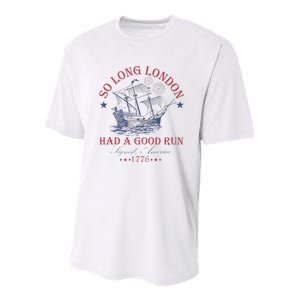 So Long London Had A Good Run Funny Youth Performance Sprint T-Shirt