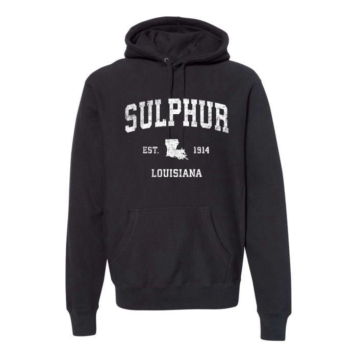 Sulphur Louisiana La Vintage Athletic Sports Premium Hoodie