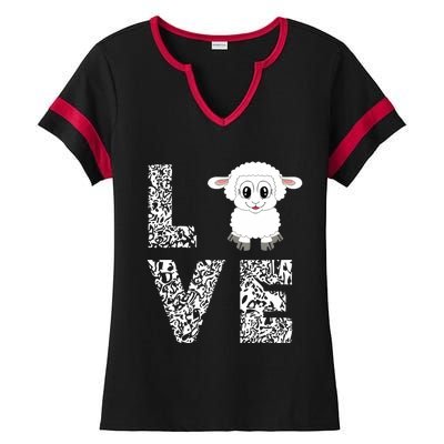 Sheepp Lamb Love Livestock Farmer Cattle Sketch Ladies Halftime Notch Neck Tee