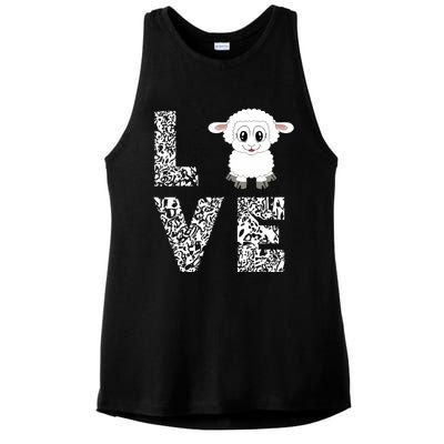 Sheepp Lamb Love Livestock Farmer Cattle Sketch Ladies PosiCharge Tri-Blend Wicking Tank