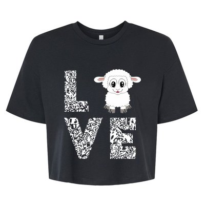 Sheepp Lamb Love Livestock Farmer Cattle Sketch Bella+Canvas Jersey Crop Tee