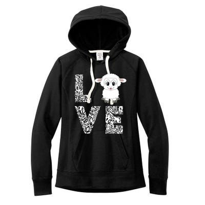 Sheepp Lamb Love Livestock Farmer Cattle Sketch Women's Fleece Hoodie