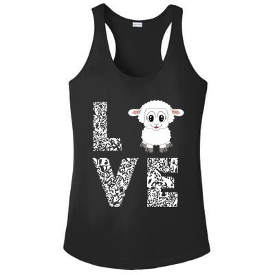 Sheepp Lamb Love Livestock Farmer Cattle Sketch Ladies PosiCharge Competitor Racerback Tank