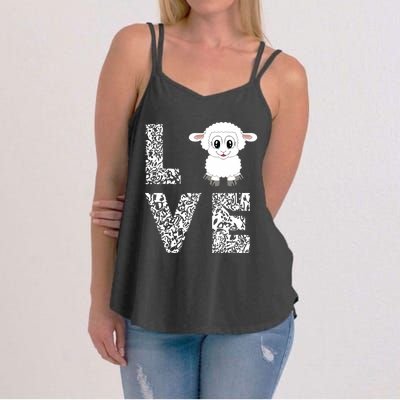 Sheepp Lamb Love Livestock Farmer Cattle Sketch Women's Strappy Tank