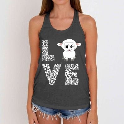 Sheepp Lamb Love Livestock Farmer Cattle Sketch Women's Knotted Racerback Tank