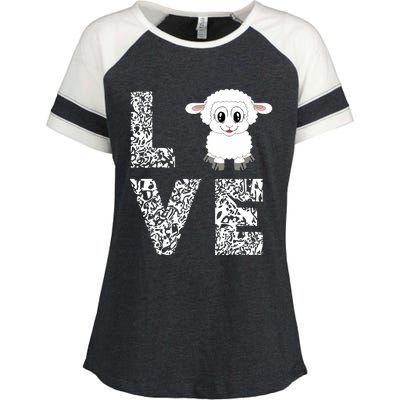 Sheepp Lamb Love Livestock Farmer Cattle Sketch Enza Ladies Jersey Colorblock Tee