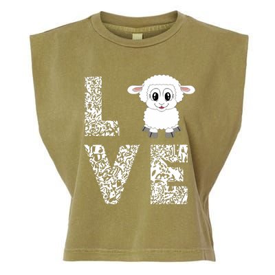 Sheepp Lamb Love Livestock Farmer Cattle Sketch Garment-Dyed Women's Muscle Tee