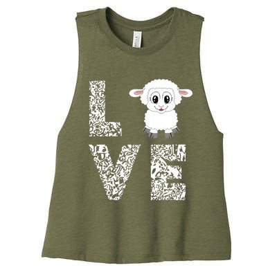 Sheepp Lamb Love Livestock Farmer Cattle Sketch Women's Racerback Cropped Tank