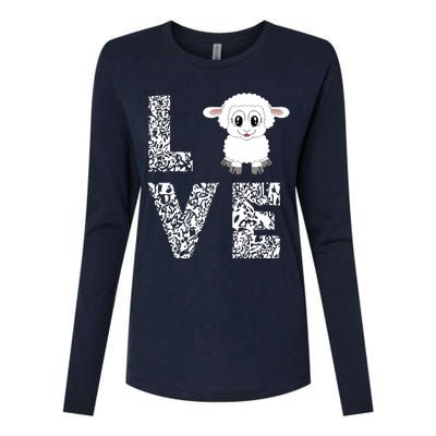 Sheepp Lamb Love Livestock Farmer Cattle Sketch Womens Cotton Relaxed Long Sleeve T-Shirt