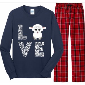 Sheepp Lamb Love Livestock Farmer Cattle Sketch Long Sleeve Pajama Set