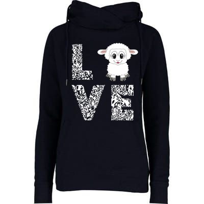 Sheepp Lamb Love Livestock Farmer Cattle Sketch Womens Funnel Neck Pullover Hood