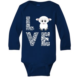 Sheepp Lamb Love Livestock Farmer Cattle Sketch Baby Long Sleeve Bodysuit