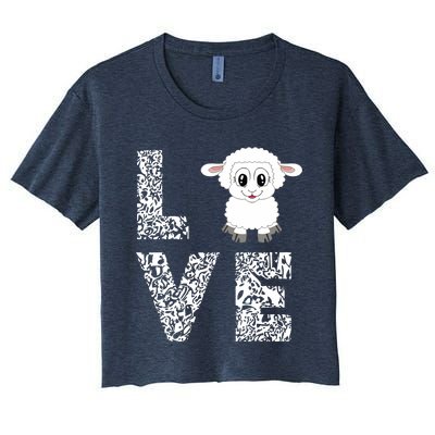 Sheepp Lamb Love Livestock Farmer Cattle Sketch Women's Crop Top Tee