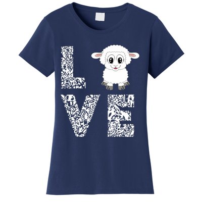 Sheepp Lamb Love Livestock Farmer Cattle Sketch Women's T-Shirt