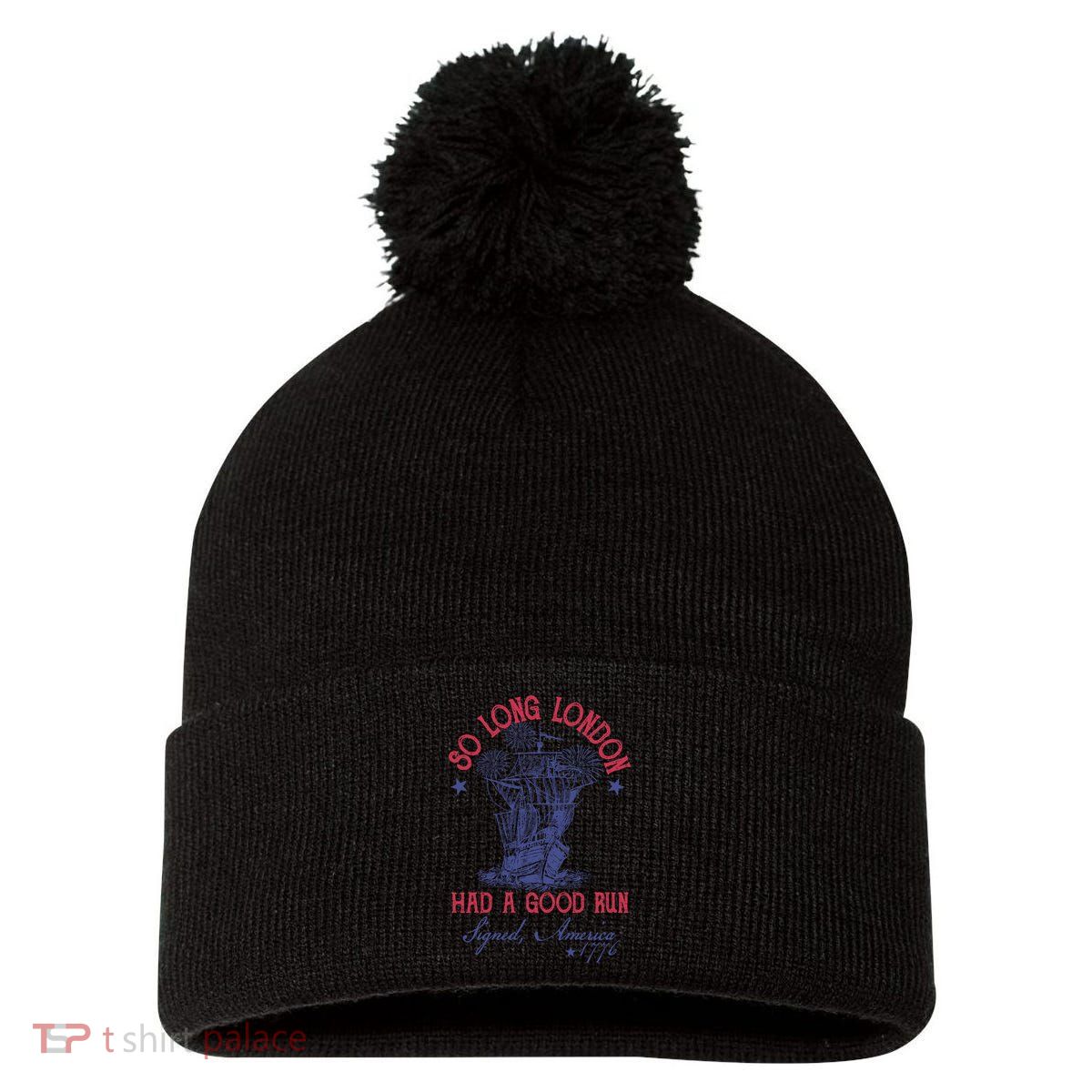 So Long London 4th Of July Had A Good Run Pom Pom 12in Knit Beanie