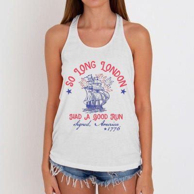 So Long London 4th Of July Had A Good Run Women's Knotted Racerback Tank