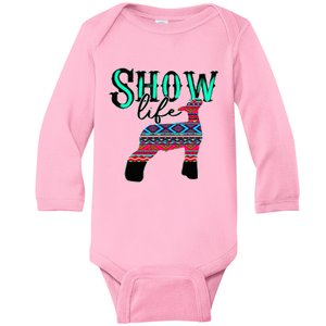 Show Life Livestock Lamb Show Market Aztec Serape Baby Long Sleeve Bodysuit