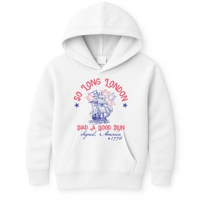 So Long London Had A Good Run Funny 4th Of July Kids Hoodie