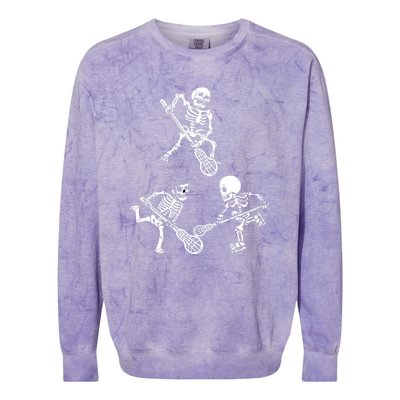 Skeleton Lacrosse Lover Spooky Vibes Halloween Costume Colorblast Crewneck Sweatshirt