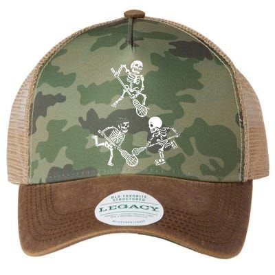 Skeleton Lacrosse Lover Spooky Vibes Halloween Costume Legacy Tie Dye Trucker Hat