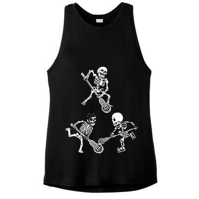 Skeleton Lacrosse Lover Spooky Vibes Halloween Costume Ladies PosiCharge Tri-Blend Wicking Tank