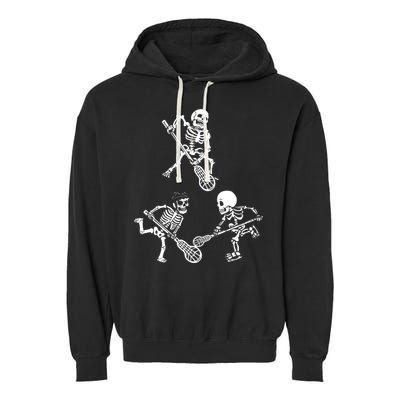 Skeleton Lacrosse Lover Spooky Vibes Halloween Costume Garment-Dyed Fleece Hoodie