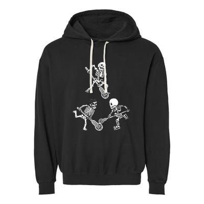 Skeleton Lacrosse Lover Spooky Vibes Halloween Costume Garment-Dyed Fleece Hoodie