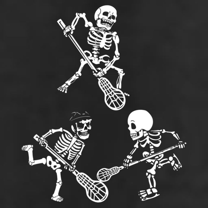Skeleton Lacrosse Lover Spooky Vibes Halloween Costume 7 Panel Mesh Trucker Snapback Hat