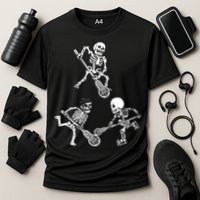 Skeleton Lacrosse Lover Spooky Vibes Halloween Costume Cooling Performance Crew T-Shirt