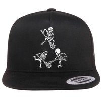 Skeleton Lacrosse Lover Spooky Vibes Halloween Costume Flat Bill Trucker Hat