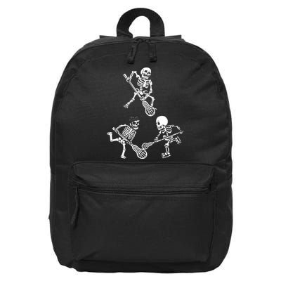Skeleton Lacrosse Lover Spooky Vibes Halloween Costume 16 in Basic Backpack