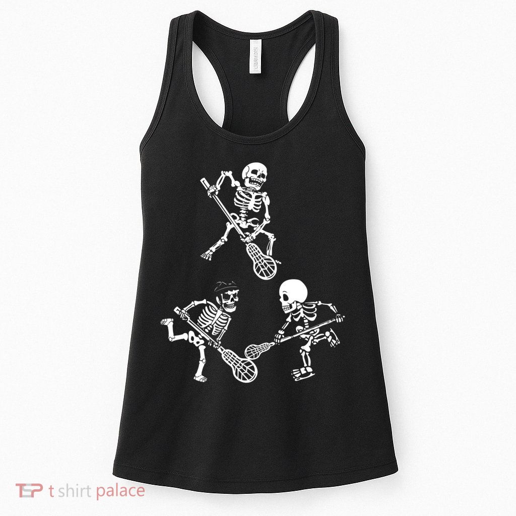 Skeleton Lacrosse Lover Spooky Vibes Halloween Costume Womens Tank Top