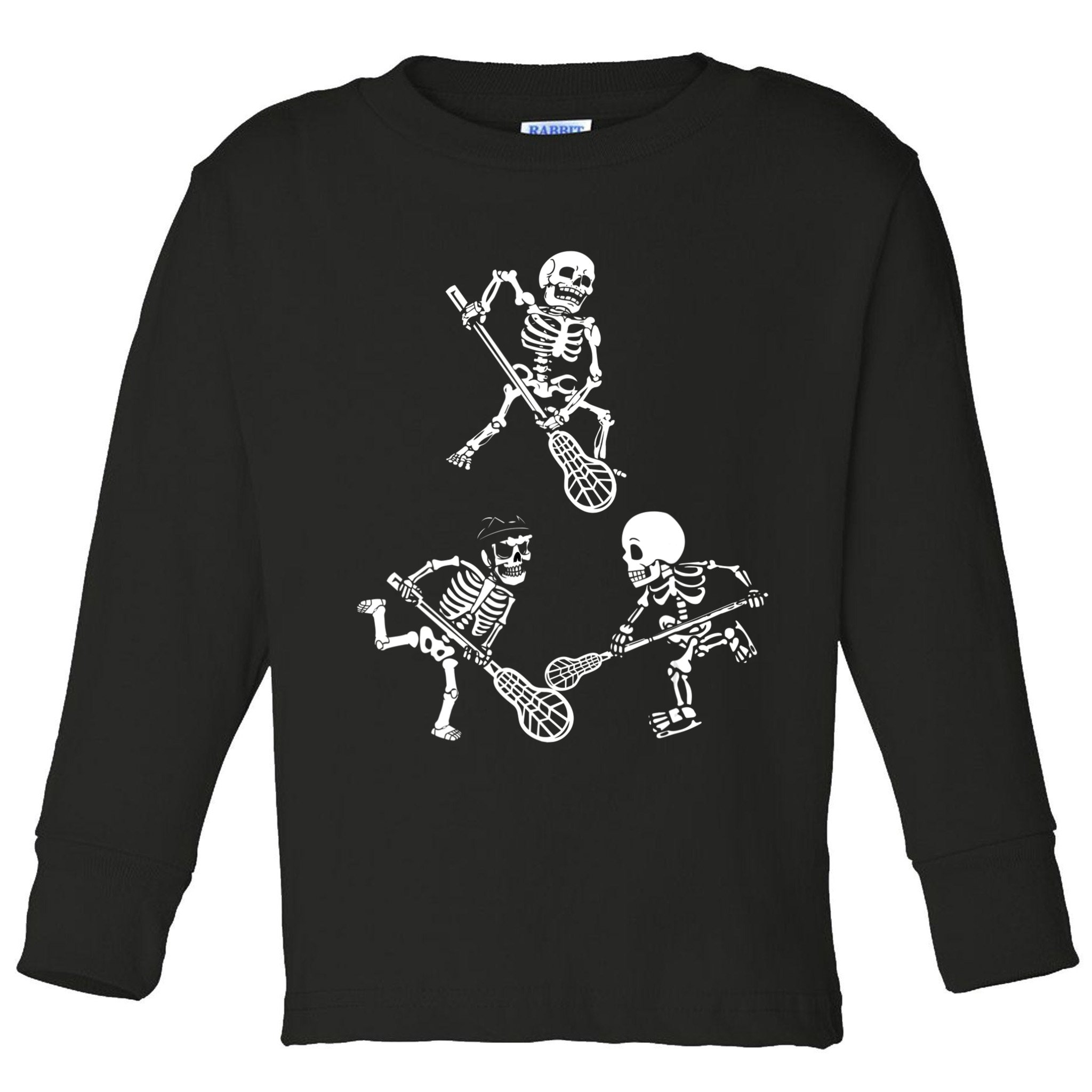Skeleton Lacrosse Lover Spooky Vibes Halloween Costume Toddler Long Sleeve Shirt