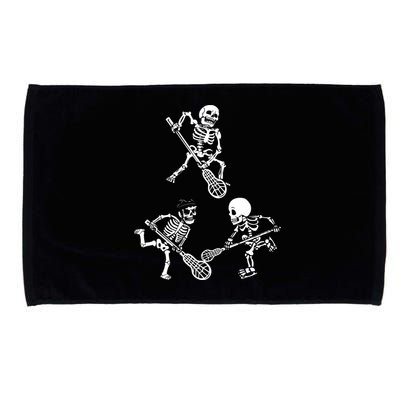 Skeleton Lacrosse Lover Spooky Vibes Halloween Costume Microfiber Hand Towel