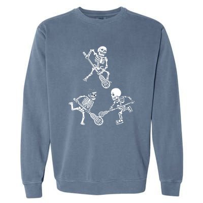 Skeleton Lacrosse Lover Spooky Vibes Halloween Costume Garment-Dyed Sweatshirt