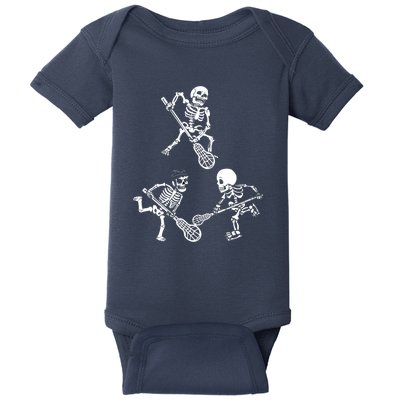 Skeleton Lacrosse Lover Spooky Vibes Halloween Costume Baby Bodysuit