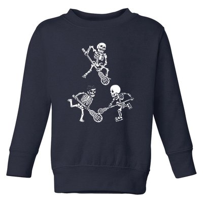 Skeleton Lacrosse Lover Spooky Vibes Halloween Costume Toddler Sweatshirt