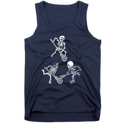 Skeleton Lacrosse Lover Spooky Vibes Halloween Costume Tank Top