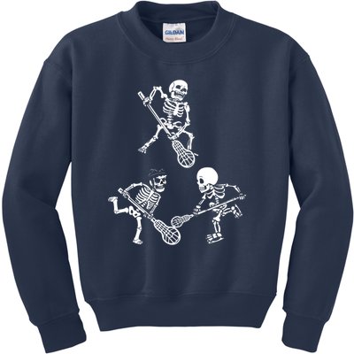 Skeleton Lacrosse Lover Spooky Vibes Halloween Costume Kids Sweatshirt