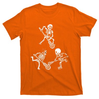 Skeleton Lacrosse Lover Spooky Vibes Halloween Costume T-Shirt