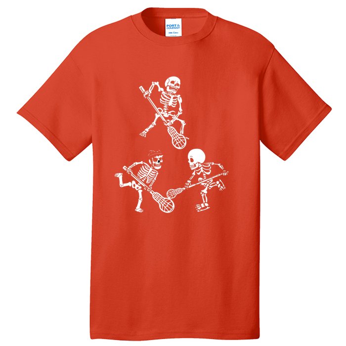 Skeleton Lacrosse Lover Spooky Vibes Halloween Costume Tall T-Shirt