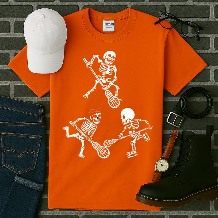 Skeleton Lacrosse Lover Spooky Vibes Halloween Costume Tall T-Shirt
