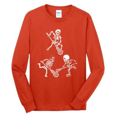 Skeleton Lacrosse Lover Spooky Vibes Halloween Costume Tall Long Sleeve T-Shirt