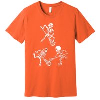 Skeleton Lacrosse Lover Spooky Vibes Halloween Costume Premium T-Shirt