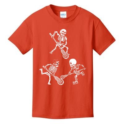 Skeleton Lacrosse Lover Spooky Vibes Halloween Costume Kids T-Shirt