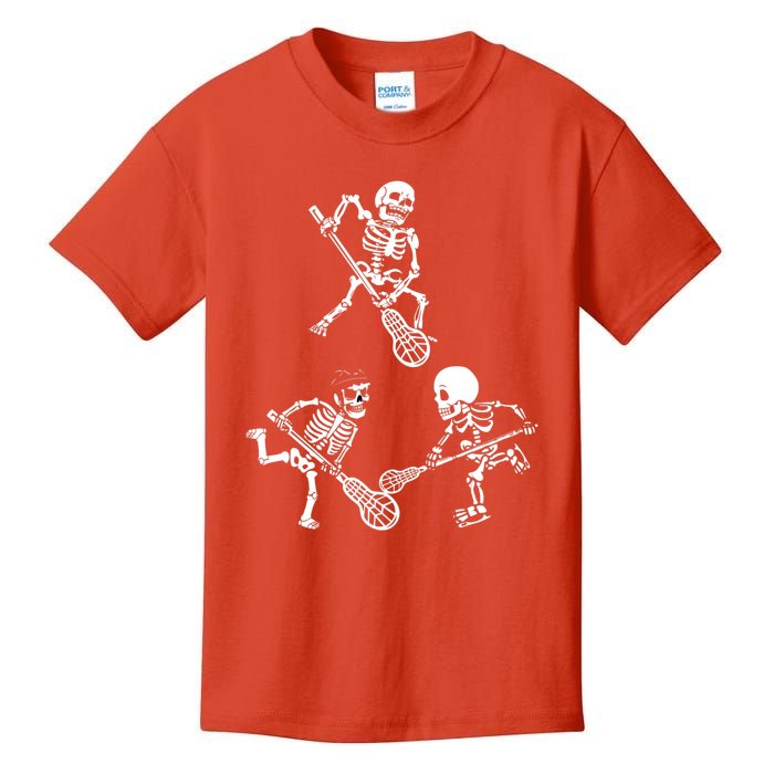 Skeleton Lacrosse Lover Spooky Vibes Halloween Costume Kids T-Shirt