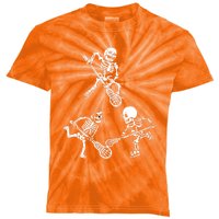 Skeleton Lacrosse Lover Spooky Vibes Halloween Costume Kids Tie-Dye T-Shirt